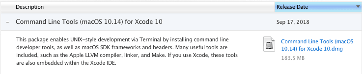 Command Line Tools download option